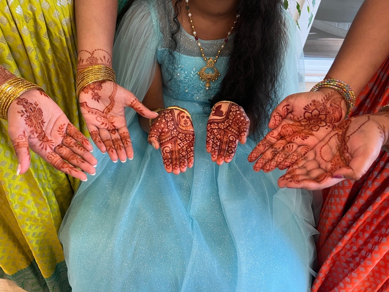 A group of hands with henna designs

Description automatically generated